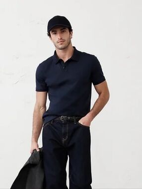 Banana Republic NWT Luxe Touch Performance Polo Shirt Preppy Navy Size XXL